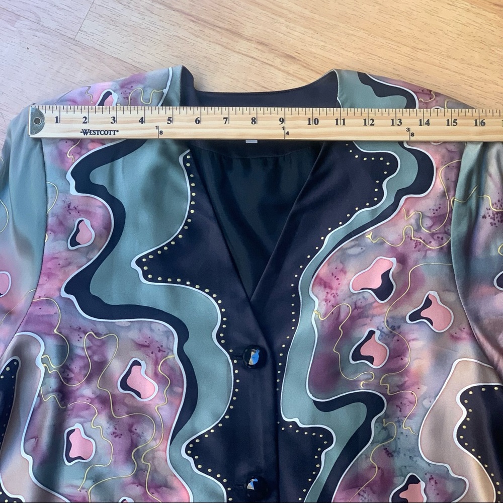 Louise Blumberg Silk Watercolor Art Blazer Jacket - Picture 10 of 13
